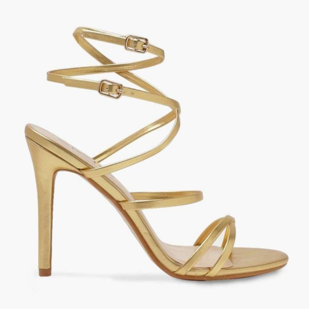 ✨️✨️Host Pick✨️✨️ Boohoo Gold Strappy Heels for Formal Occasions Size 9 U.S.